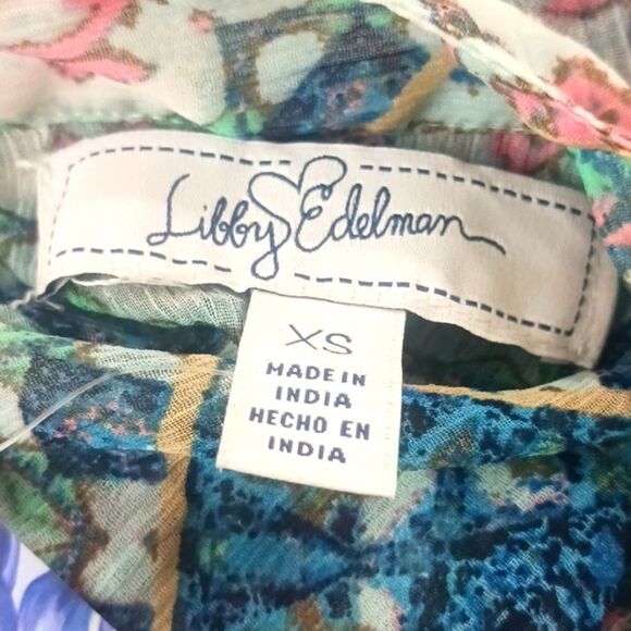 LIBBY EDELMAN Women's boho multi print long-sleeve cold shoulder semi-sheer top - Picture 8 of 10